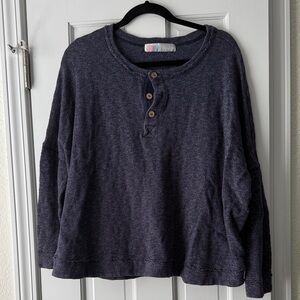 Free People Blue Henley Shirt
